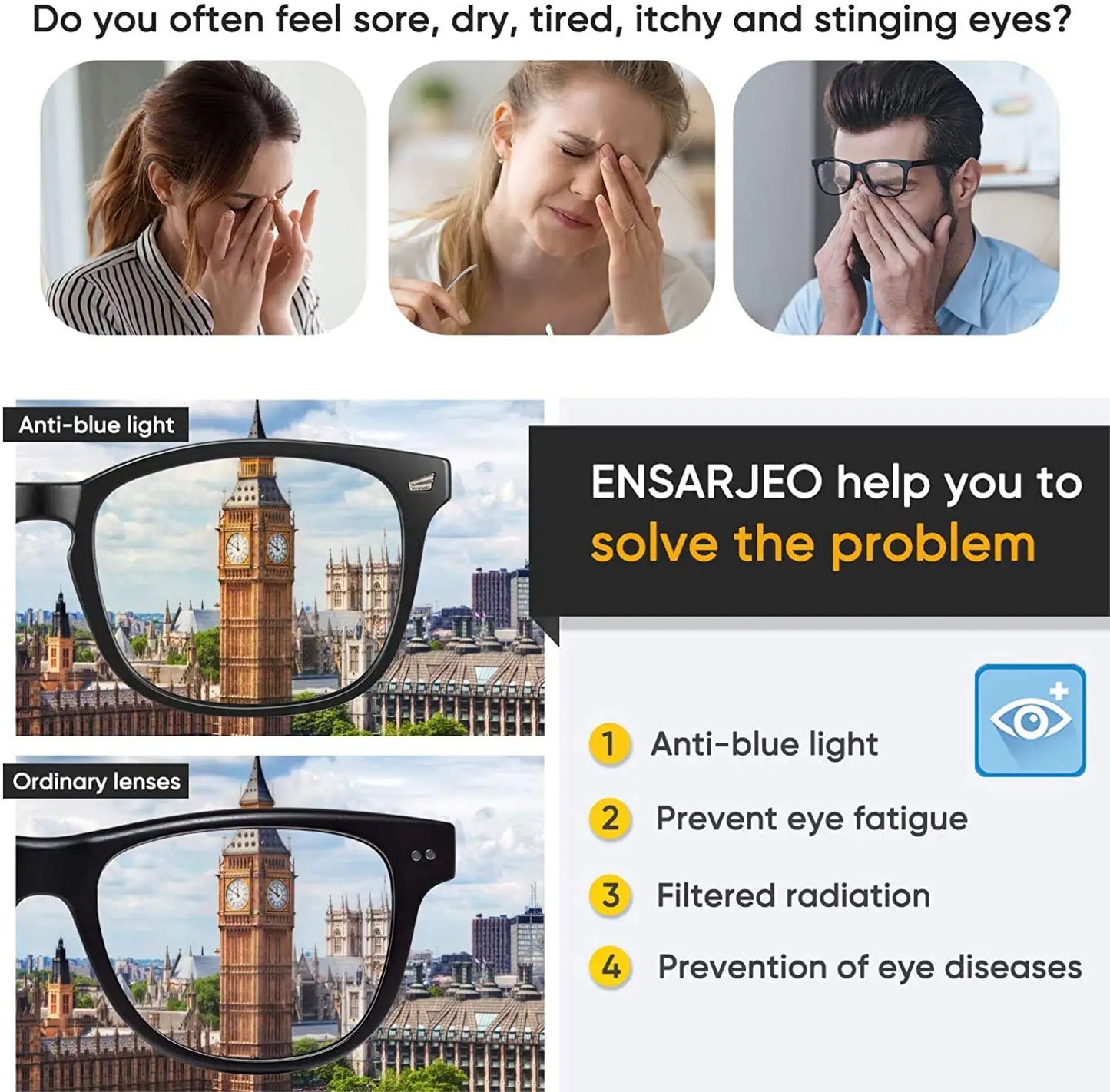 TrendixVault™ Square Blue Light Blocking Glasses for Gaming & Computer Use – Anti-Glare Eyeglass Frames Antifatigue