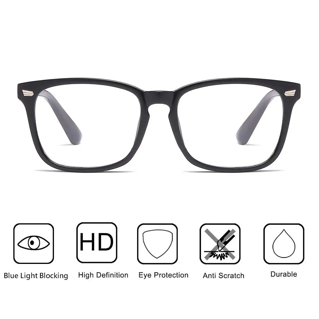 TrendixVault™ Square Blue Light Blocking Glasses for Gaming & Computer Use – Anti-Glare Eyeglass Frames Antifatigue