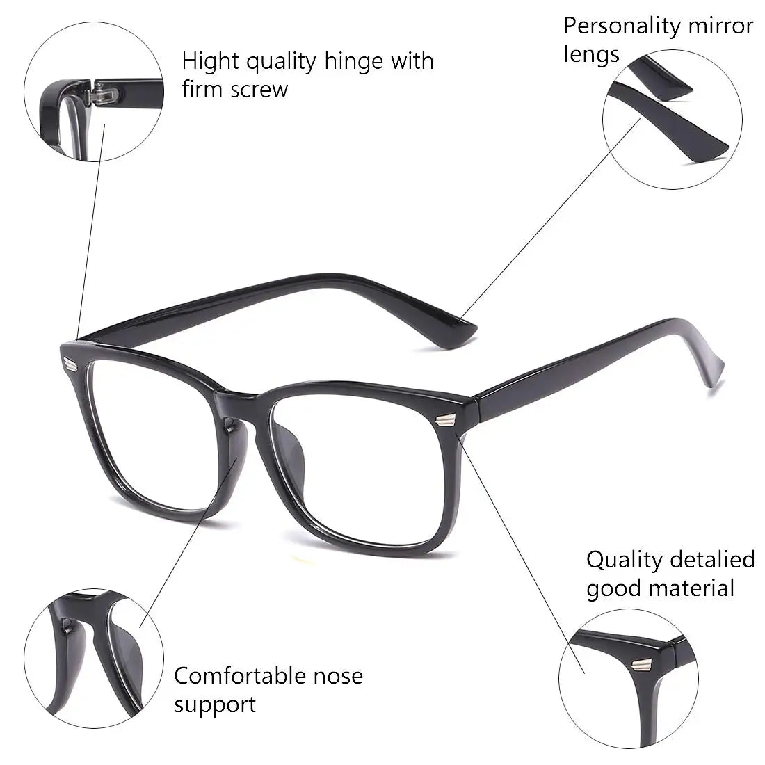 TrendixVault™ Square Blue Light Blocking Glasses for Gaming & Computer Use – Anti-Glare Eyeglass Frames Antifatigue